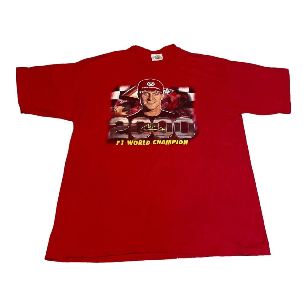 Vtg Michael Schumacher T Shirt‎ F1 World Champion 2000 Double Sided rare XL Red